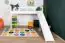White loft bed with slide 90 x 190 cm, solid beech wood White lacquered, convertible into a single bed, "Easy Premium Line" K30/n