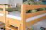 Large loft bed with slide 160 x 190 cm, solid beech wood natural finish, convertible into a single bed, "Easy Premium Line" K31/n