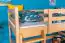 Large loft bed with slide 120 x 200 cm, solid beech wood natural lacquered, convertible into a single bed, "Easy Premium Line" K31/n