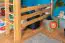 Large loft bed with slide 140 x 190 cm, solid beech wood natural finish, convertible into a single bed, "Easy Premium Line" K31/n
