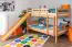 Large bunk bed with slide 120 x 190 cm, solid beech wood natural lacquered, convertible into two single beds, "Easy Premium Line" K32/n