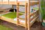 Large bunk bed with slide 120 x 200 cm, solid beech wood natural lacquered, convertible into two single beds, "Easy Premium Line" K32/n