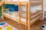 Large bunk bed with slide 140 x 200 cm, solid beech wood natural lacquered, convertible into two single beds, "Easy Premium Line" K32/n