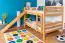 Large bunk bed with slide 140 x 200 cm, solid beech wood natural lacquered, convertible into two single beds, "Easy Premium Line" K32/n