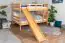 Large bunk bed with slide 160 x 200 cm, solid beech wood natural lacquered, convertible into two single beds, "Easy Premium Line" K32/n