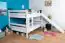 Large white bunk bed with slide 140 x 190 cm, solid beech wood White lacquered, convertible into two single beds, "Easy Premium Line" K32/n