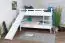 Large white bunk bed with slide 160 x 200 cm, solid beech wood White lacquered, convertible into two single beds, "Easy Premium Line" K32/n
