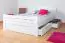 Kid bed "Easy Premium Line" K7 incl. 2 drawers and 1 cover panel, 140 x 200 cm solid beech wood, White lacquered
