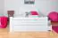 Kid bed "Easy Premium Line" K7 incl. 2 drawers and 1 cover panel, 140 x 200 cm solid beech wood, White lacquered