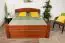 Double bed "Easy Premium Line" K7 incl. cover plate, solid beech wood, cherry coloured - 160 x 200 cm 
