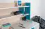 Children's room - suspended rack Aalst 25, Colour: Oak / White / Blue - Measurements: 55 x 125 x 24 cm (h x w x d)