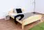 Double bed / Day bed solid, natural pine wood 87, includes slatted frame - Dimensions: 160 x 200 cm