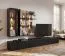 Wall unit | 3 meters long | color: black / oak vicking | ribbed front | incl. integrated LED lighting | 1 display cabinet | 2 wall shelves | 300 x 45 x 160 cm