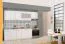 Wall Cabinet Kunja 02 | White High Gloss | Silver Handles | 2 Doors | 57 x 60 x 30 cm | Kitchen Storage