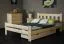 Teenage bed solid, natural pine wood A26, including slatted frame - Measurements 160 x 200 cm