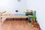 Children's bed / Youth bed 87A, solid pine wood, clear finish, incl. slatted bed frame - 140 x 200 cm