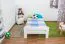 Single bed / guest bed solid pine wood white lacquered A11, incl. slatted frame - dimensions 90 x 200 cm