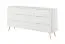 Chest of Drawers | 6 drawers | White | Dimensions: 81 x 163 x 38 cm | Long sideboard | Handles & legs: Metal | Modern slatted design | For the living room