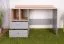 Modern desk with 2 drawers and 2 open compartments, 83 x 120 x 55 cm, oak / gray, teen bedroom desk, black handles, ABS edges