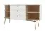 Chest of Drawers | Matt White | 158 x 47 x 82 cm | Palauli 03 | 3 Drawers | 2 Doors | Gold Metal Handles