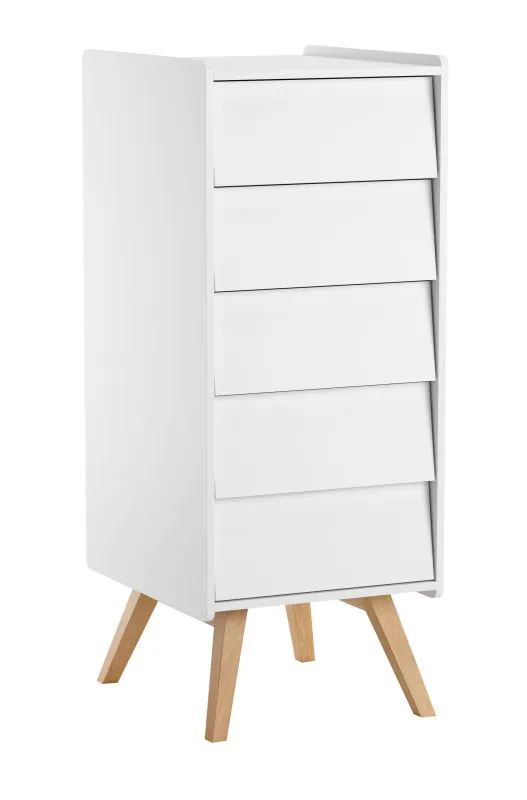 Light-Colored Chest of Drawers Aleksander 11 | Push-to-Open | 5 Drawers | 128 x 50 x 40 cm | For Children's Room