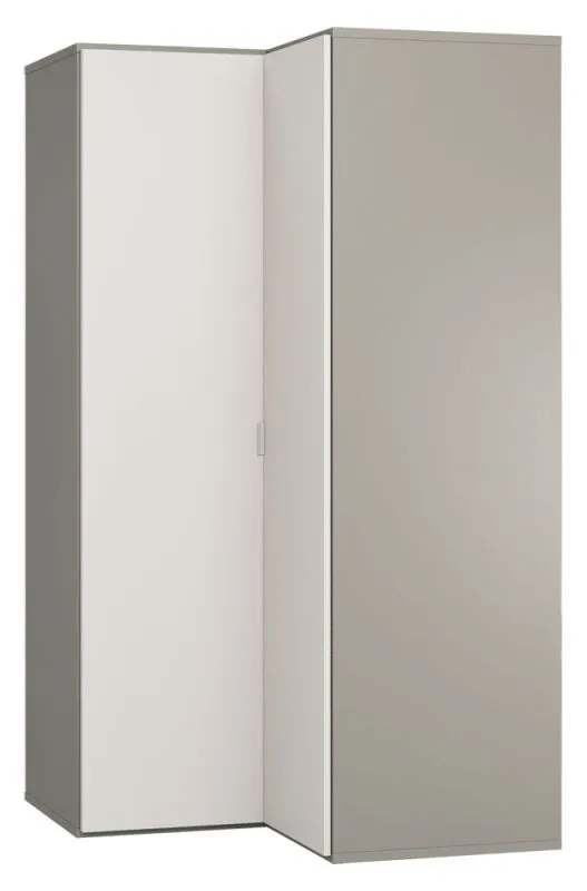 Hinged door cabinet / Corner wardrobe Bellaco 18, Colour: Grey / White - Measurements: 187 x 102 x 104 cm (H x W x D)