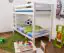 Bunk bed A16, solid pine wood, white finish, convertible, incl. slats - 90 x 200 cm