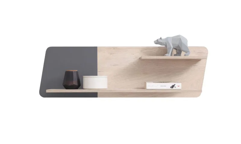 Children's Wall Shelf Chiny 13 | Oak / Grey | 33 x 110 x 25 cm | Modern Suspended Rack