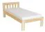 Single bed / Guest bed 76A, solid pine, clear finish, incl. slatted bed frame - 80 x 200 cm