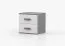 Bedside Cabinet Smolikas 137 | White & Gray | 2 Drawers | 50 x 55 x 40 cm | Purple Wooden Handles | Simple Nightstand
