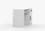 Smolikas 96 Desk | 1.1 Meter Wide | 75 x 110 x 50 cm | 1 Drawer | 3 Compartments | White | 1 Door | Grey Wooden Handles