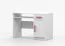 Smolikas 90 Desk | 1.1 Meter Wide | White Finish | Pink Wooden Handles | 1 Door | 1 Drawer | 3 Compartments | 75 x 110 x 50 cm
