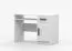 Smolikas 96 Desk | 1.1 Meter Wide | 75 x 110 x 50 cm | 1 Drawer | 3 Compartments | White | 1 Door | Grey Wooden Handles