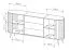 Chest of drawers | 2 sliding doors | color: Cremona oak | 3 drawers | push-to-open function | 196 x 40 x 82 cm | rounded sides | 4 compartments | ABS edges