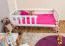 Children's Bed with Fall Protection | Solid White Lacquered Pine A17 | 70 x 160 cm | Includes Slatted Frame