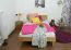 Solid Oak Youth Bed | Futon Style with Headboard | Oiled Finish | 120 x 200 cm Mattress | 25 mm Frame