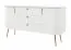 Chest of Drawers | Matt White | 158 x 47 x 82 cm | Palauli 03 | 3 Drawers | 2 Doors | Gold Metal Handles