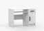 Smolikas 96 Desk | 1.1 Meter Wide | 75 x 110 x 50 cm | 1 Drawer | 3 Compartments | White | 1 Door | Grey Wooden Handles