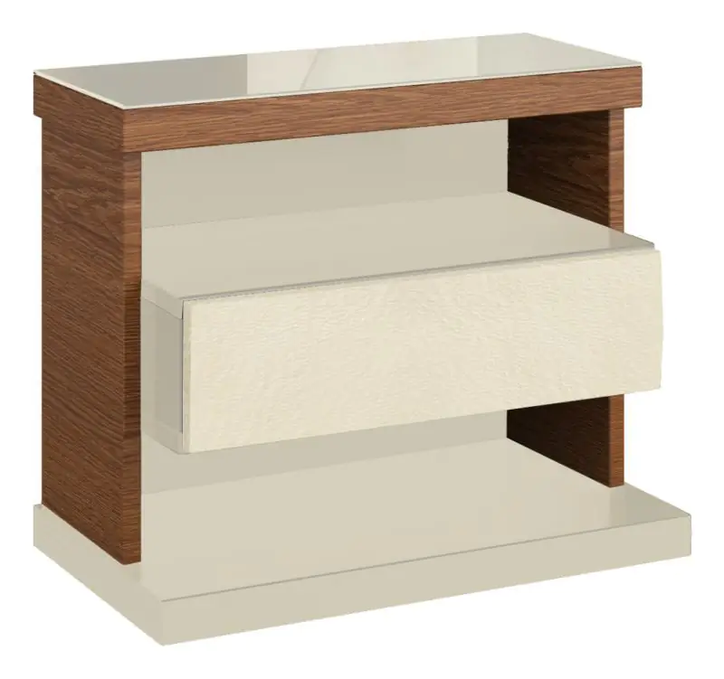 Bedside table Postira" 45 , Colour: Wallnut / White, part solid wood - Measurements: 45 x 52 x 35 cm (H x W x D)