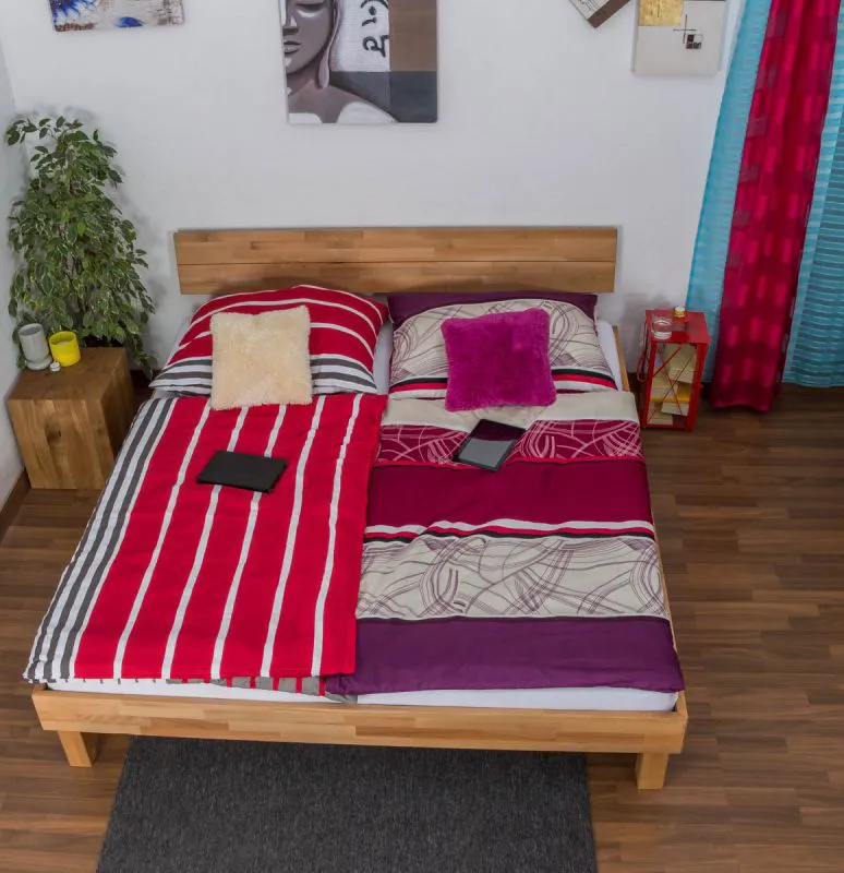 Futon Bed | Solid Oiled Beech Heartwood | 180 x 200 cm Lying Surface | Modern & Stable