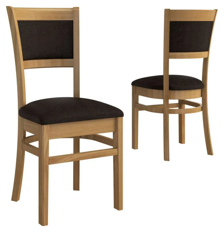 Belica 04 Chair | Natural Oak & Black | Solid Wood Legs | Upholstered Seat | 93 x 46 x 55 cm