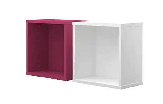 Child's bedroom wall shelf Lena 08, Colour: White/bright pink - Dimensions: 35 x 35 x 20 cm (H x W x D)