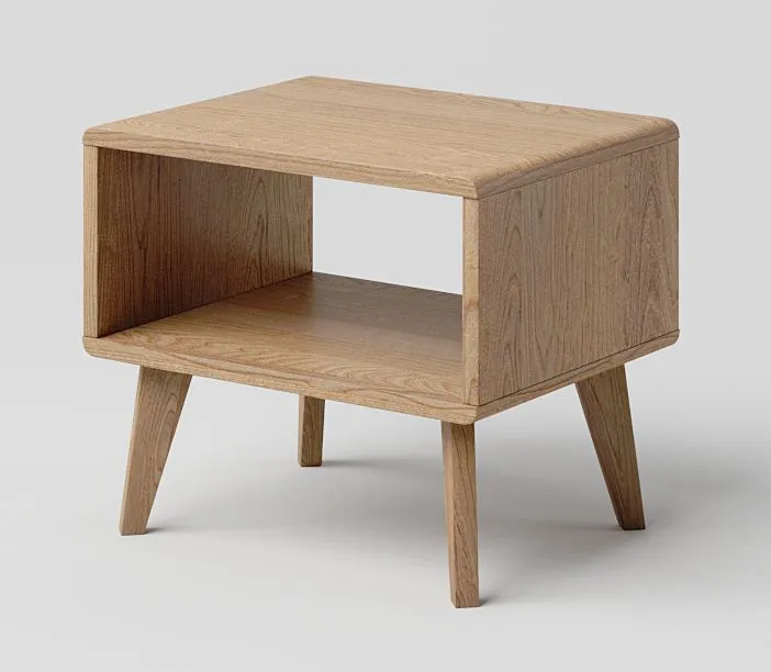 Solid Oak Bedside Table Aurornis 47 | Natural Finish | 44 x 50 x 40 cm | Modern Design