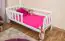Toddler bed A17, solid pine wood, white finish, with slats and barrier - 70 x 160 cm 