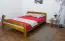 Single bed A6, solid pine wood, oak finish, incl. slatted frame - 140 x 200 cm