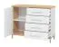 Chest of Drawers with Four Drawers | White High Gloss & Oak Artisan | 1 Door, 2 Compartments | 87 x 108 x 40 cm | ABS Edge