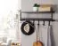 Black Wall Coat Rack | 5 Hooks, Clothes Rail & Shelf | Painted Steel | 20 x 70 x 20 cm