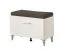 Storage Bench Molia 02 | White High Gloss | Grey Upholstered Seat | 1 Tilt Door | 2 Compartments | 53 x 74.5 x 35 cm