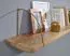 Wall Shelf Solid Mango Wood | 25 x 120 x 22 cm | Modern Industrial Style | Brown & Gold | Max Load 6 kg