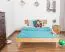 Youth bed / futon bed made of oiled solid oak wood Wooden Nature 01, mattress size: 140 x 200 cm, with headboard, frame thickness 25 mm